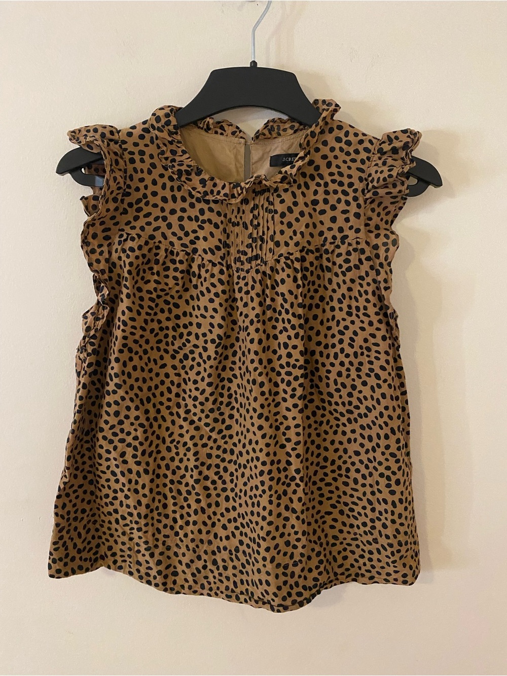 J. Crew silk cotton Brown and Black -Polka Dot Ruffle Blouse